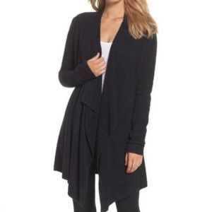 Barefoot Dreams L/XL Bamboo Chic Lite Knit Sweater Cardigan Black Like N…